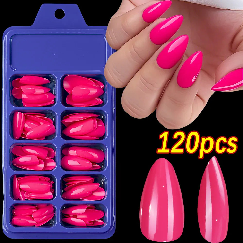 KissICON S-4 KissIcon Pink False Nails Medium Almond Full Gel