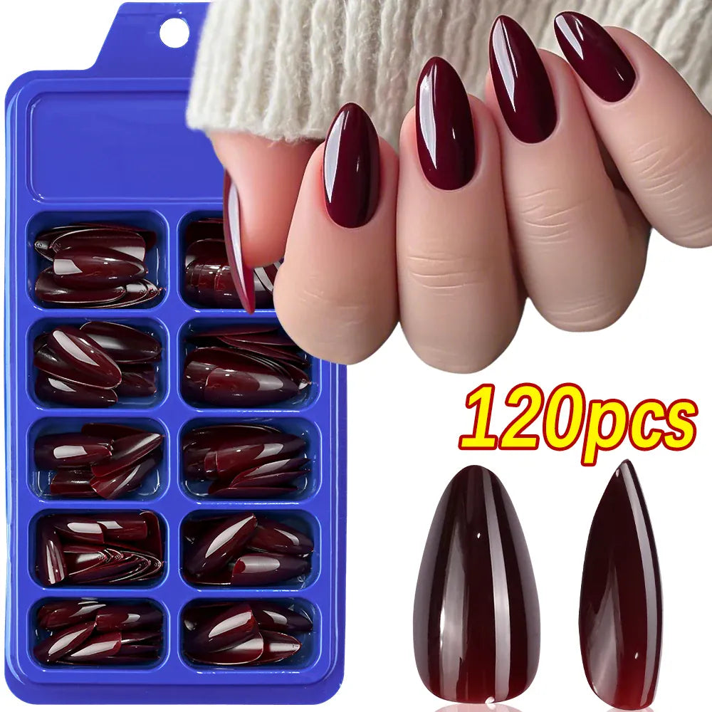 KissICON S-5 KissIcon Pink False Nails Medium Almond Full Gel