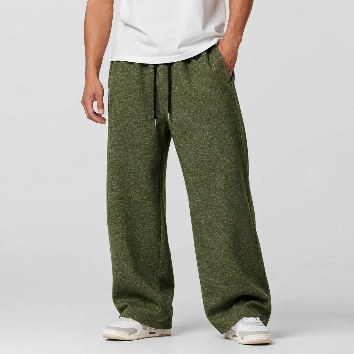KissICON S / army green Men's Casual Sweatpants 6 Colors Summer Straight Leg Sports Pants Drawstring Elastic Waist Comfortable Gym Joggers with Pockets