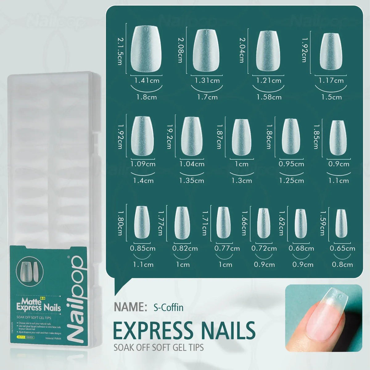 KissICON S-Coffin KissIcon Nailpop Matte Nails 240pcs Press On -