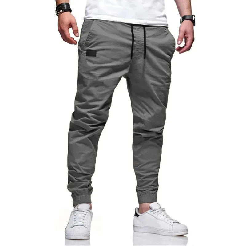 KissICON S / GRAY New Men's Casual Sports Pants Sweatpants Male Jogger Cargo Harem Pencil Pants Trousers Multi-pocket Sweatwear