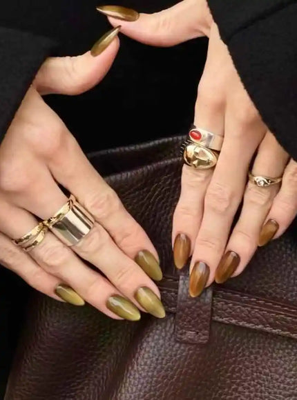 KissICON S KissIcon Autumn Nails Handmade Caramel French Leopard