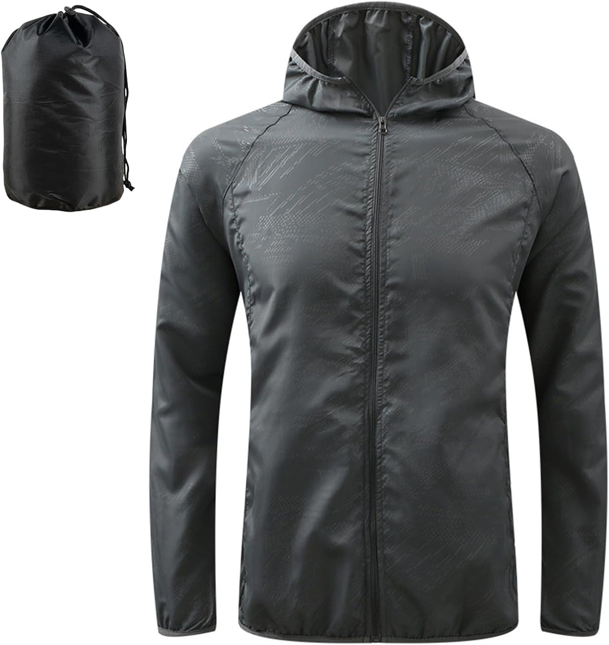 KissICON S Men's Packable Lightweight Waterproof Jacket No Pocket Hooded Raincoat in a Bag Sun Protection Windproof Rain Jacket