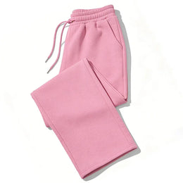 KissICON S / Pink Mens Sweatpants Straight Fit Joggers for Sports and Streetwear Loose Oversized Casual Pant Drawstring Multi-pocket Men Long Pant