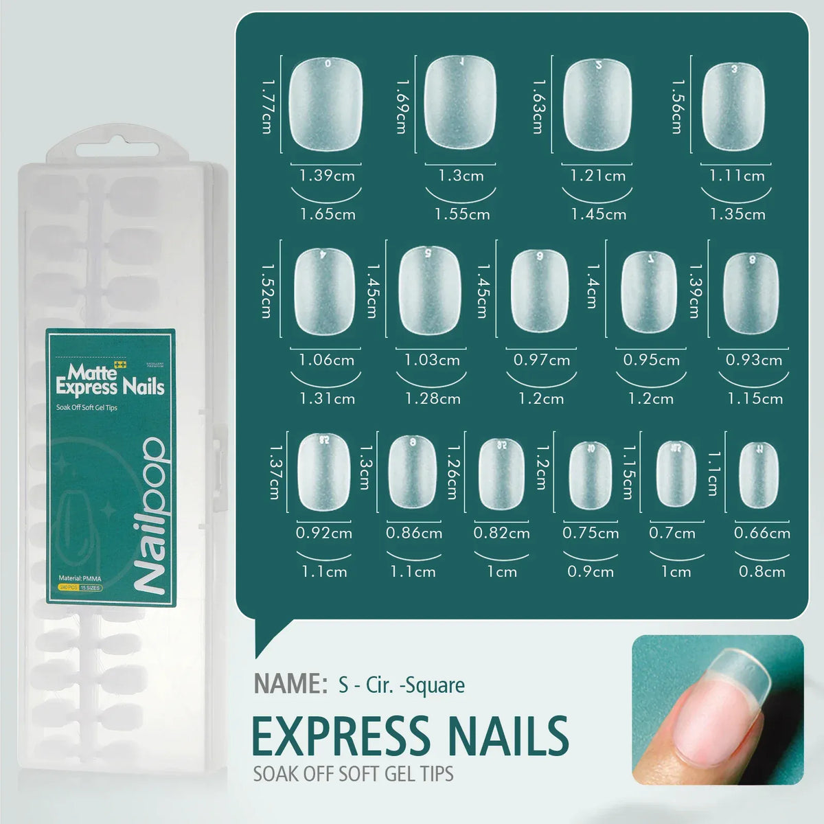 KissICON S-Square-Cir. KissIcon Nailpop Matte Nails 240pcs Press On -