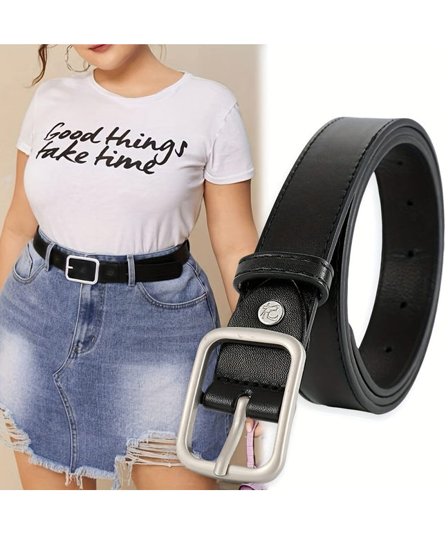jkthpu-45 S Versatile Square Buckle PU Belt Jeans to Dresses