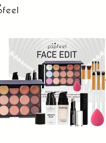 KissICON S0008A Beginner Allinone Makeup Kit Primer Brushes