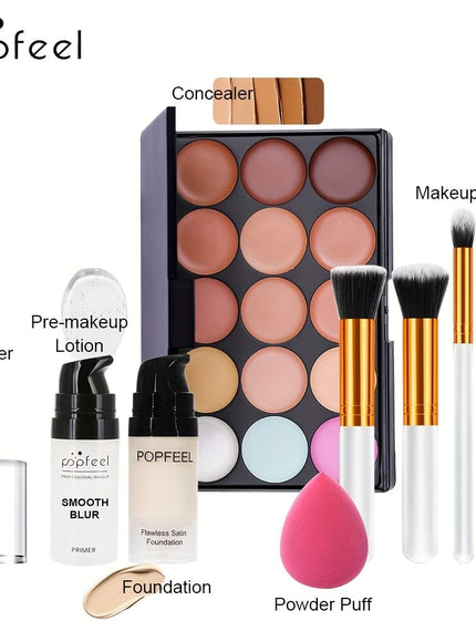 KissICON S0008A Beginner Allinone Makeup Kit Primer Brushes