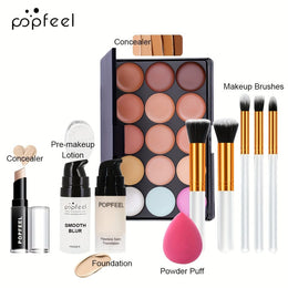 KissICON S0008A Beginner Allinone Makeup Kit Primer Brushes