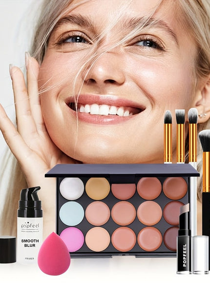 KissICON S0008A Beginner Allinone Makeup Kit Primer Brushes