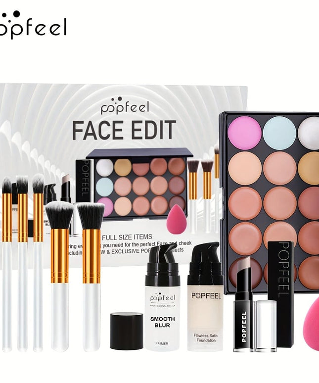 KissICON S0008A Beginner Allinone Makeup Kit Primer Brushes