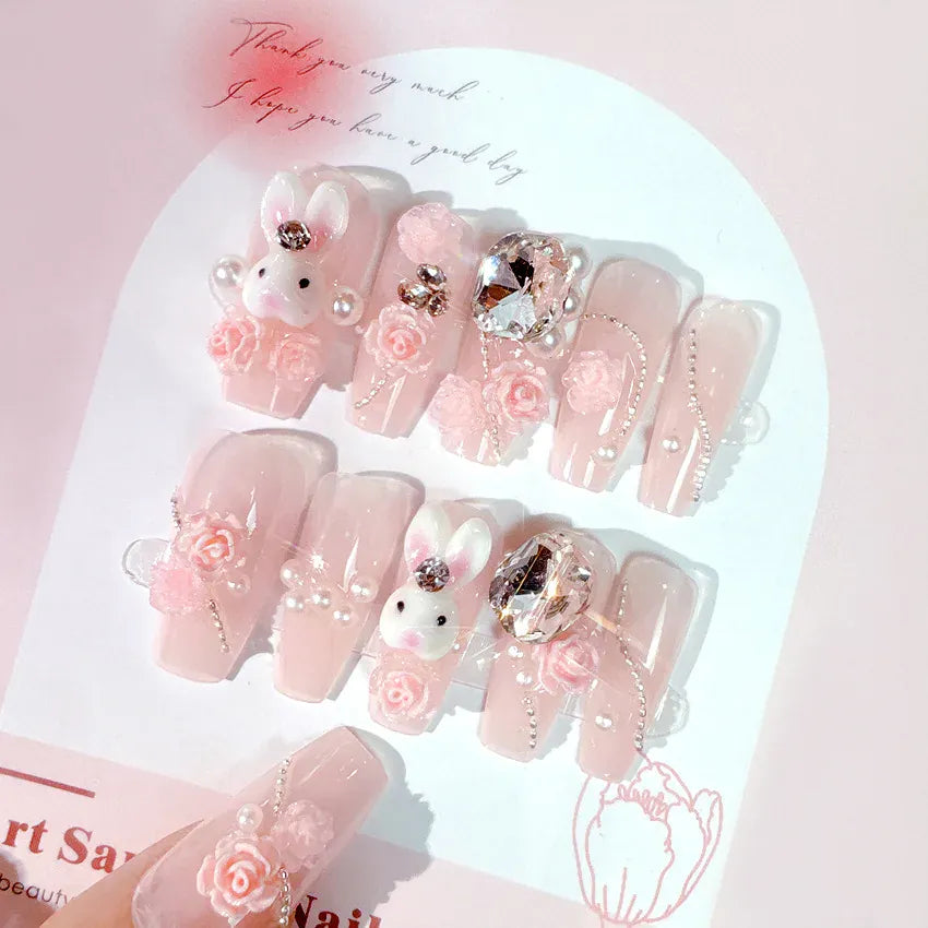 KissICON S10 KissIcon Blush Pink Nails Pearl 3D Tips -