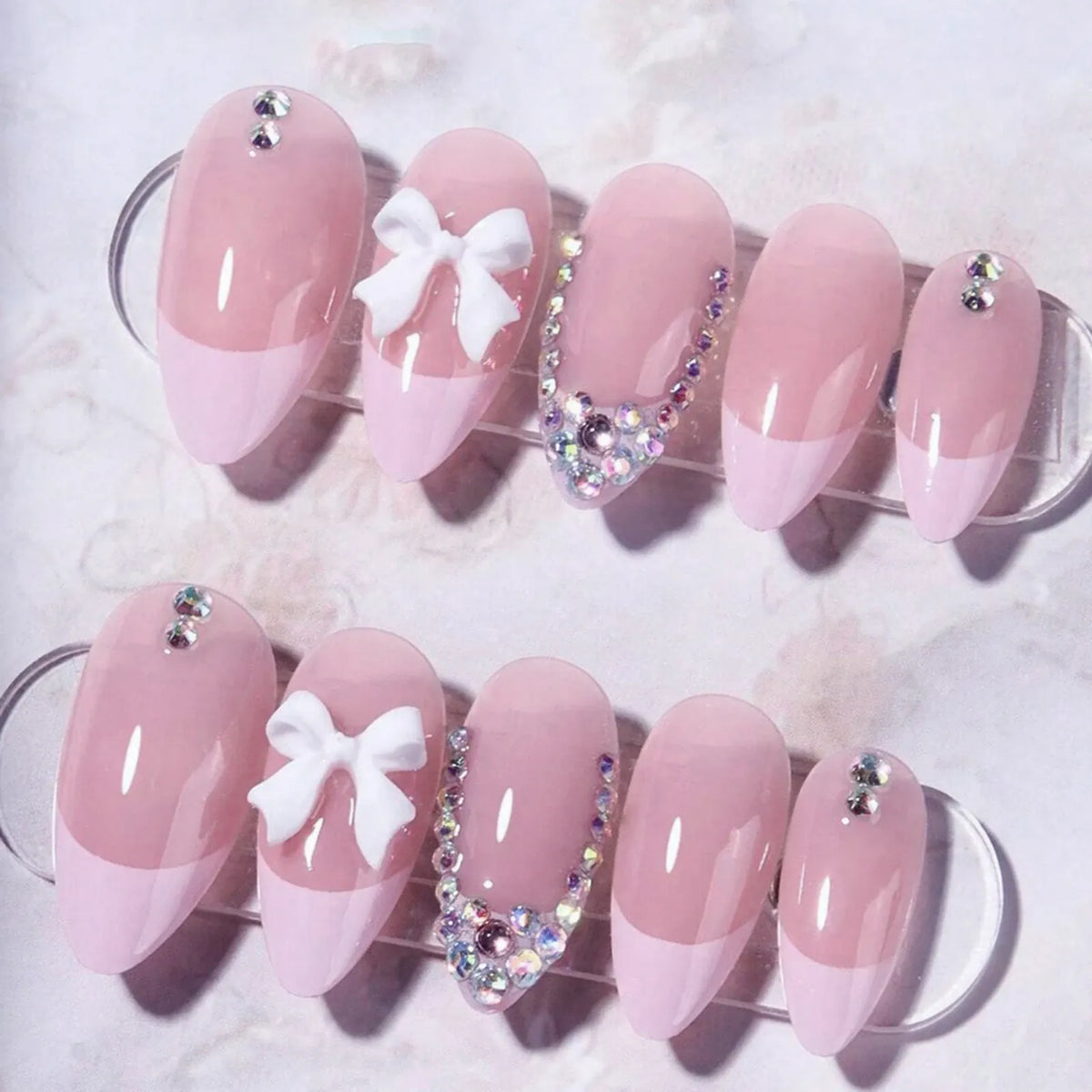 KissICON S28 KissIcon Blush Pink Nails Pearl 3D Tips -