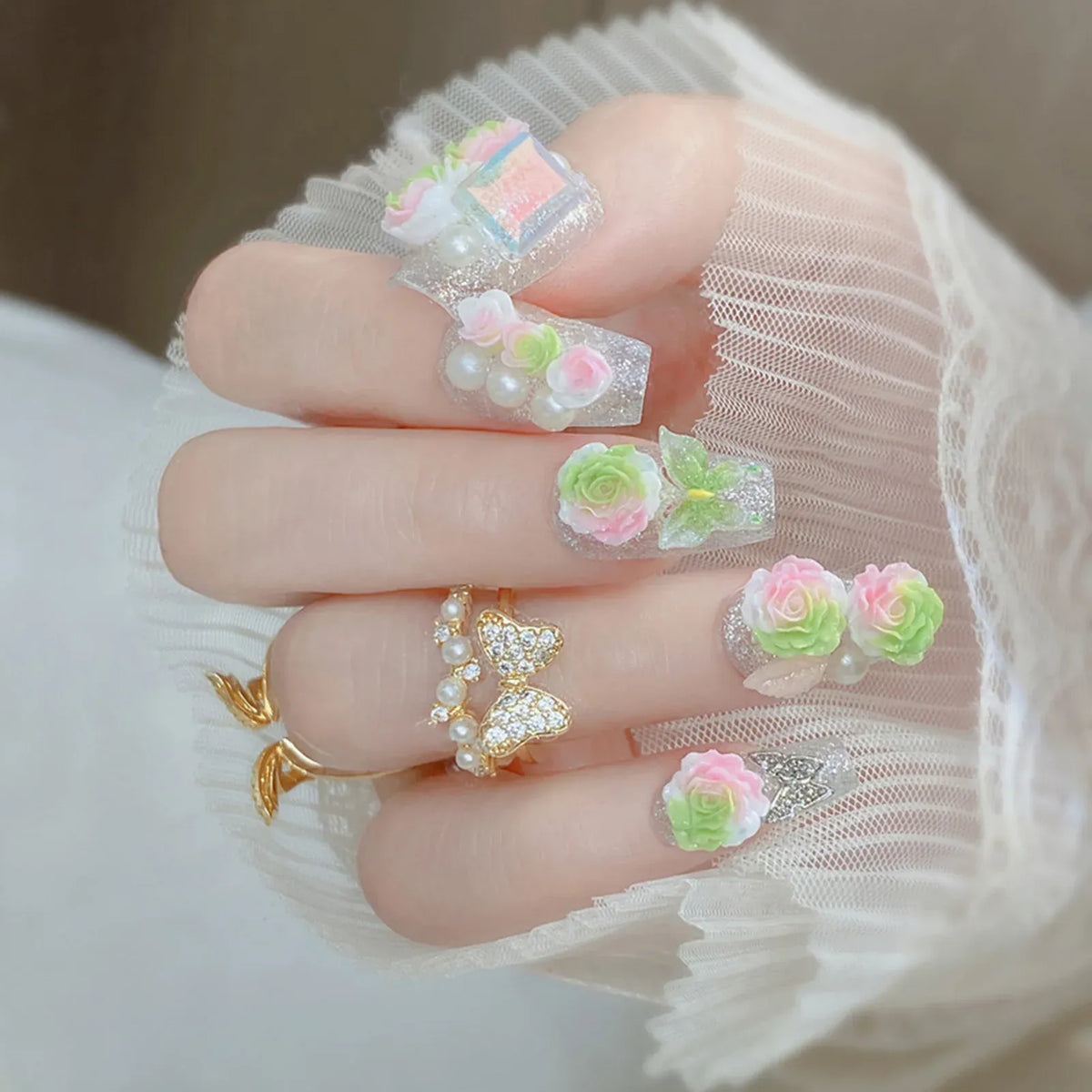 KissICON S6 KissIcon Blush Pink Nails Pearl 3D Tips -