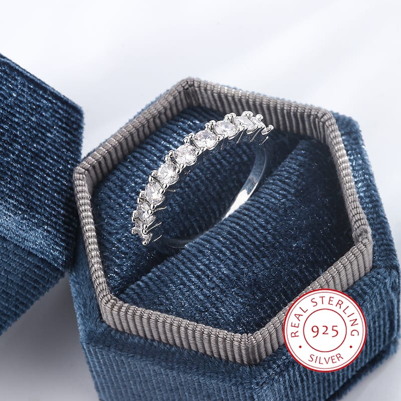 KissICON S925 Silver Zircon Eternity Ring For Women Timeless Sparkle