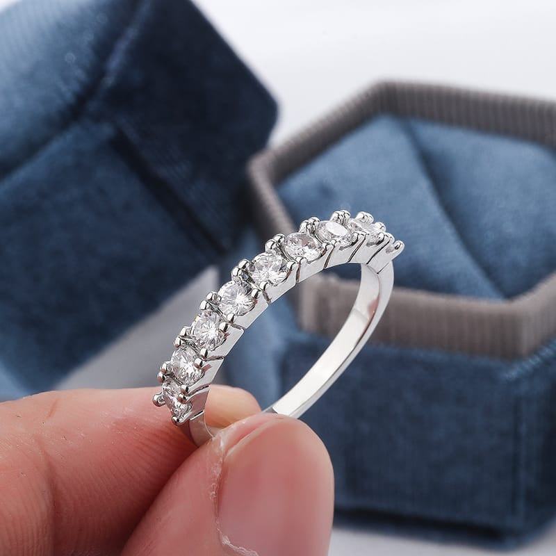 KissICON S925 Silver Zircon Eternity Ring For Women Timeless Sparkle