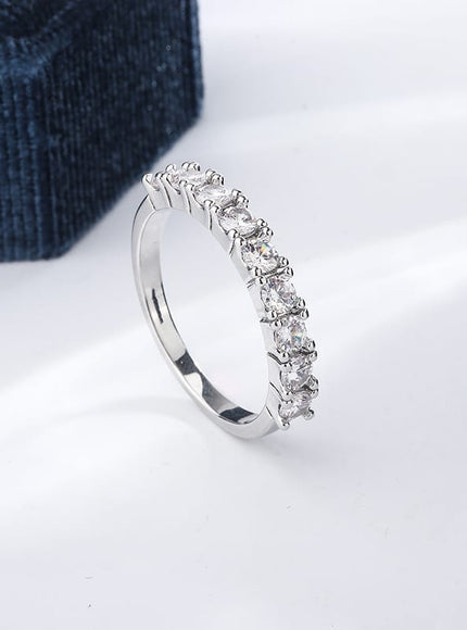 KissICON S925 Silver Zircon Eternity Ring For Women Timeless Sparkle