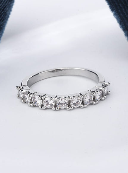 KissICON S925 Silver Zircon Eternity Ring For Women Timeless Sparkle