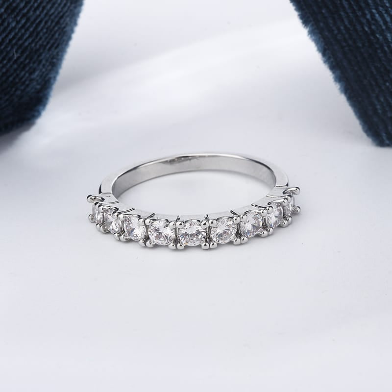 KissICON S925 Silver Zircon Eternity Ring For Women Timeless Sparkle