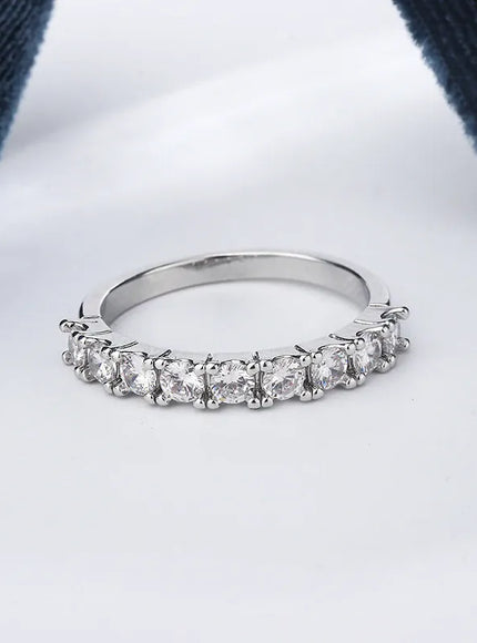 KissICON S925 Silver Zircon Eternity Ring For Women Timeless Sparkle