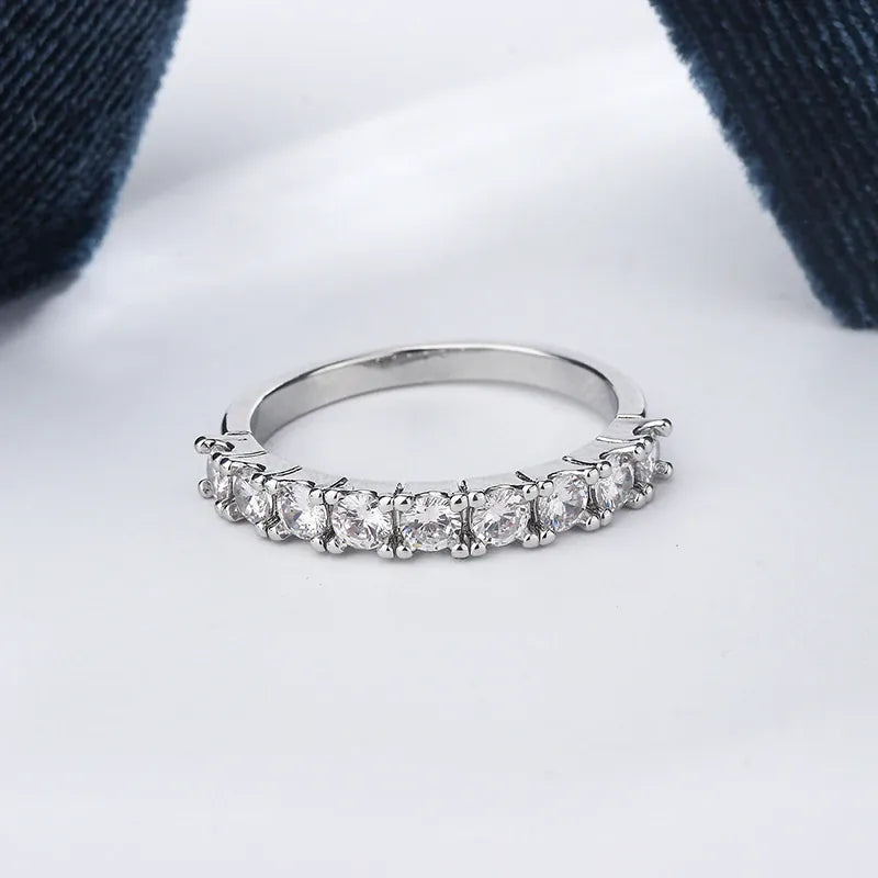 KissICON S925 Silver Zircon Eternity Ring For Women Timeless Sparkle