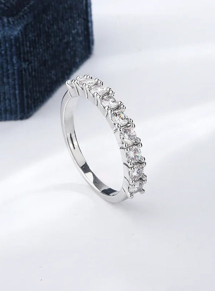 KissICON S925 Silver Zircon Eternity Ring For Women Timeless Sparkle