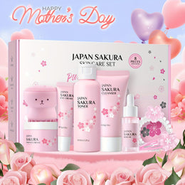 KissICON Sakura 8Pieces Skincare Set KissIcon Sakura Gift Set Moisturizing Cherry Blossom