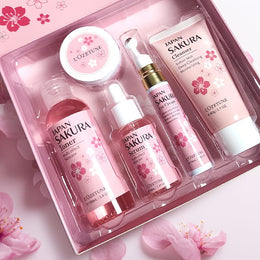 KissICON Sakura Light Beige Care Five-piece Set Radiant Cherry Blossom Skincare Set – All Skin Types
