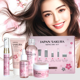 KissICON Sakura Light Beige Care Five-piece Set Radiant Cherry Blossom Skincare Set – All Skin Types