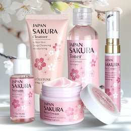 KissICON Sakura Light Beige Care Five-piece Set Radiant Cherry Blossom Skincare Set – All Skin Types
