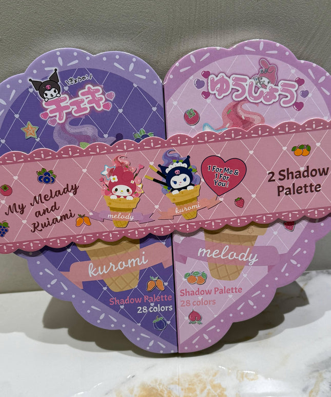 KissICON Sanrio 56-color heart-shaped Eyeshadow Palette Sanrio Kuromi Melody 56color Eyeshadow Blush