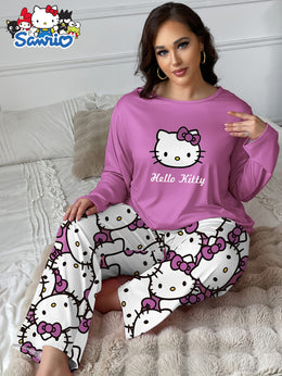 jkthpu-45 Sanrio Hello Kitty Women's Casual Printed Pajama Set,