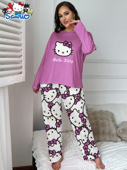 jkthpu-45 Sanrio Hello Kitty Women's Casual Printed Pajama Set,