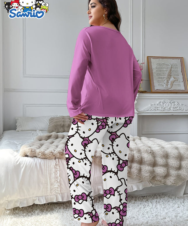 jkthpu-45 Sanrio Hello Kitty Women's Casual Printed Pajama Set,