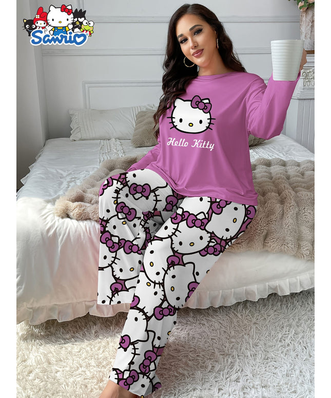 jkthpu-45 Sanrio Hello Kitty Women's Casual Printed Pajama Set,