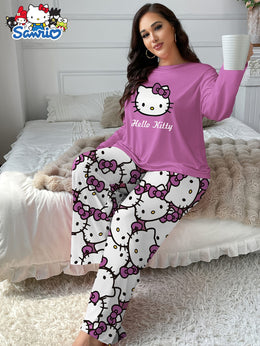 jkthpu-45 Sanrio Hello Kitty Women's Casual Printed Pajama Set,