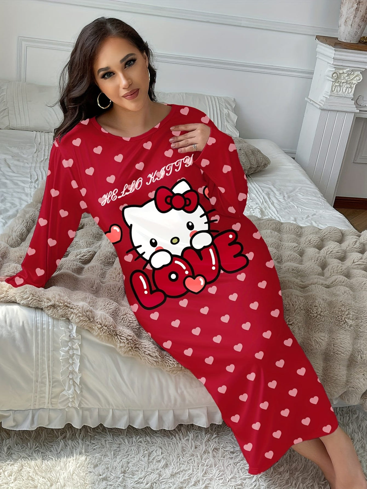 KissICON Sanrio Hello Kitty Women's Sleep Dress – Curve Cat