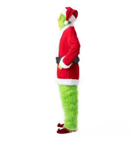 KissICON Santa Claus Costume Set Christmas Party Prom Adult Role Playing Green Monster Shaggy Halloween Cosplay Suit Gloves Mask