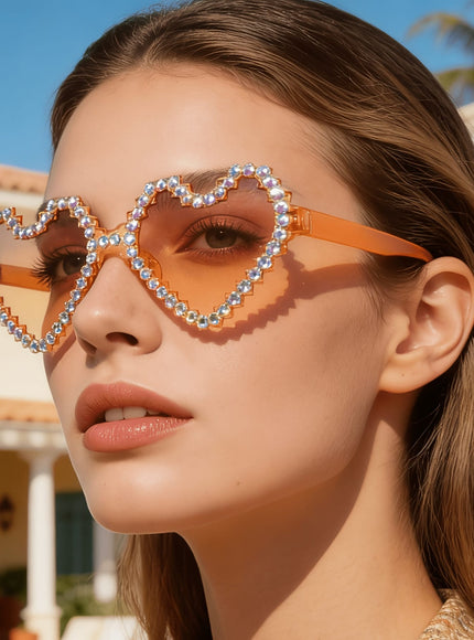 KissICON Eyewear Sapphire Heart Diamond Glasses Y2K Spicy BlingBling Party Style