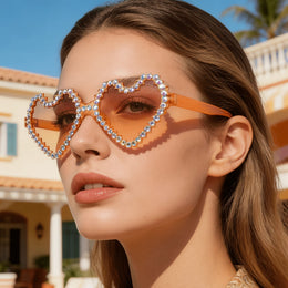 KissICON Eyewear Sapphire Heart Diamond Glasses Y2K Spicy BlingBling Party Style