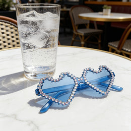 KissICON Eyewear Sapphire Heart Diamond Glasses Y2K Spicy BlingBling Party Style