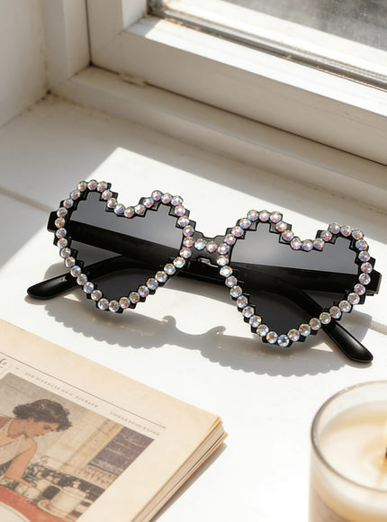 KissICON Eyewear Sapphire Heart Diamond Glasses Y2K Spicy BlingBling Party Style