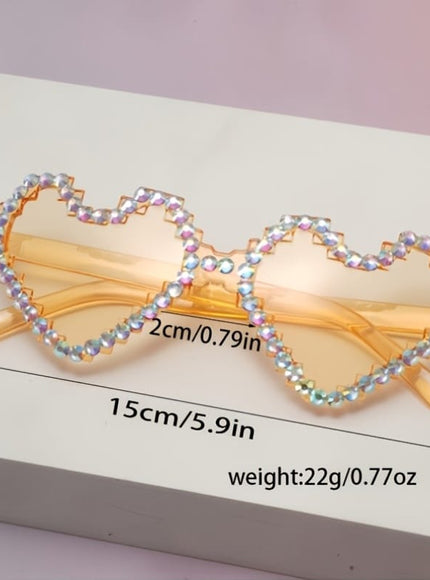 KissICON Eyewear Sapphire Heart Diamond Glasses Y2K Spicy BlingBling Party Style