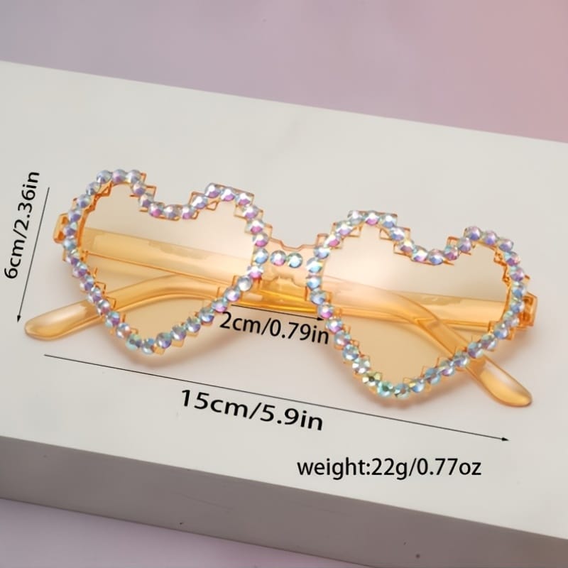 KissICON Eyewear Sapphire Heart Diamond Glasses Y2K Spicy BlingBling Party Style