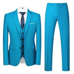 KissICON Sea Blue / M 2026 Purple Slim Fit ThreePiece Mens Suit Set