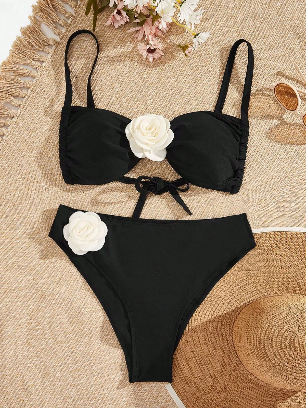 KissICON Seaural 3d Flower Curve Swimsuit – Sets Waist Triangle