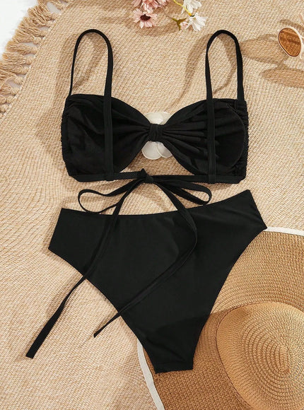 KissICON Seaural 3d Flower Curve Swimsuit – Sets Waist Triangle