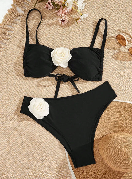 KissICON Seaural 3d Flower Curve Swimsuit – Sets Waist Triangle