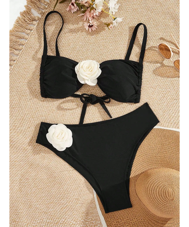 KissICON Seaural 3d Flower Curve Swimsuit – Sets Waist Triangle