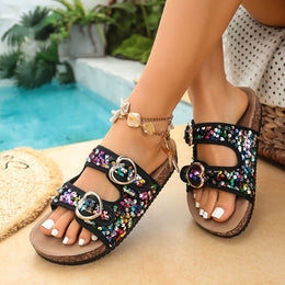 temu Sequined Fashion Sandals Women's Sandals